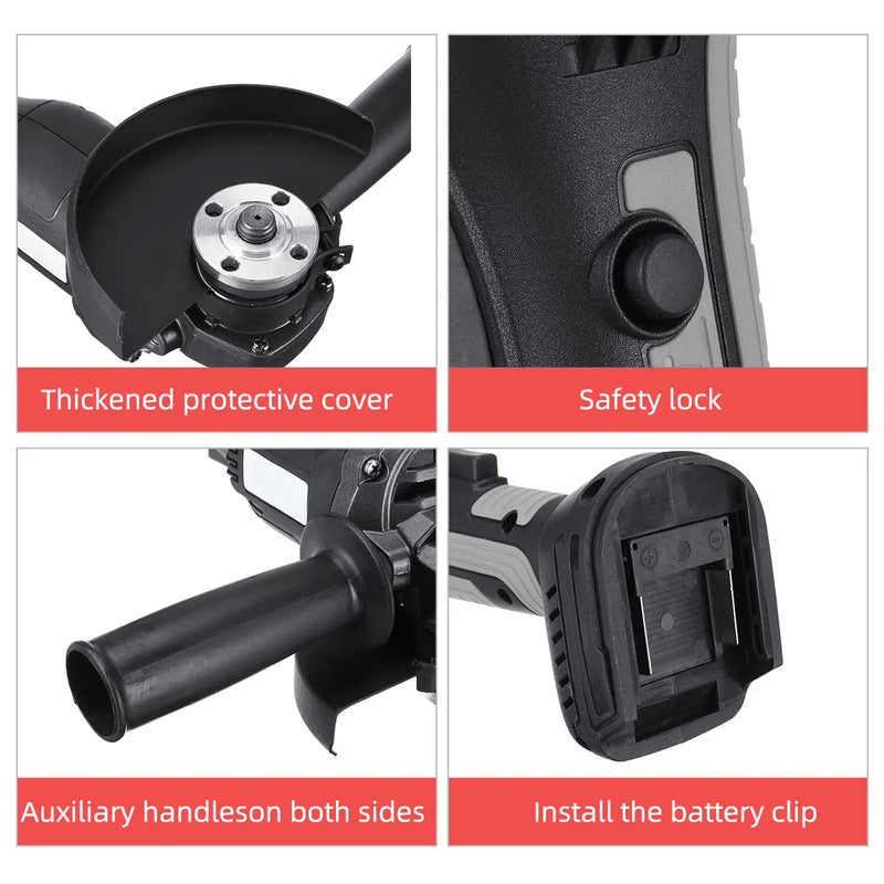 Amoladora angular sin escobillas Drillpro de 125 MM, amoladora inalámbrica 