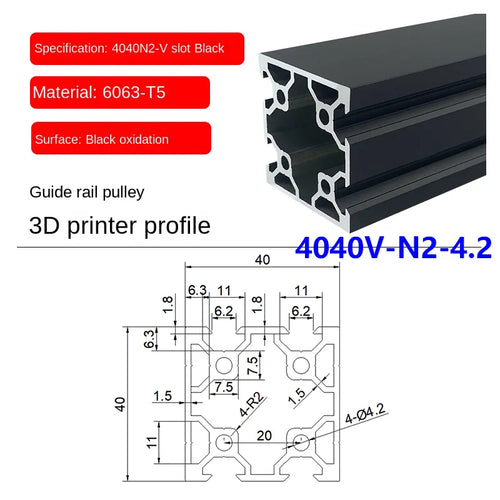 Black V-Slot Modular Aluminum Profile System – Available in 20x20, 20x40, 20x60, 20x80, 40x40, 40x80, and More