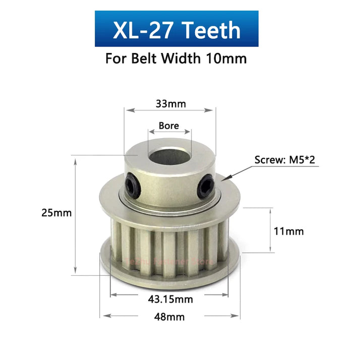 XL Timing Pulley Synchronous Wheel – BF Type, Trapezoidal Tooth, 23-29 Teeth