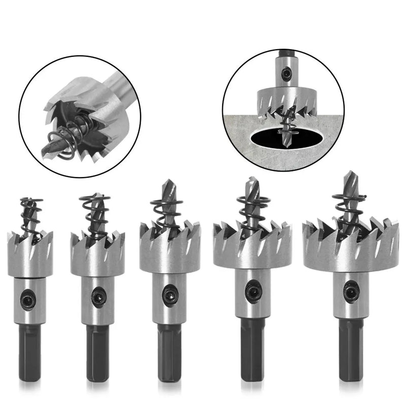 5Pcs Carbide Tip HSS Drill Bit Hole Saw Set Stainless Steel Metal