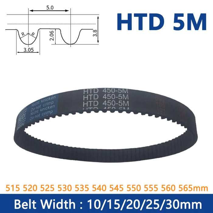 HTD5M Timing Belt – Rubber Closed Loop Synchronous Belt (Width: 10-30mm)