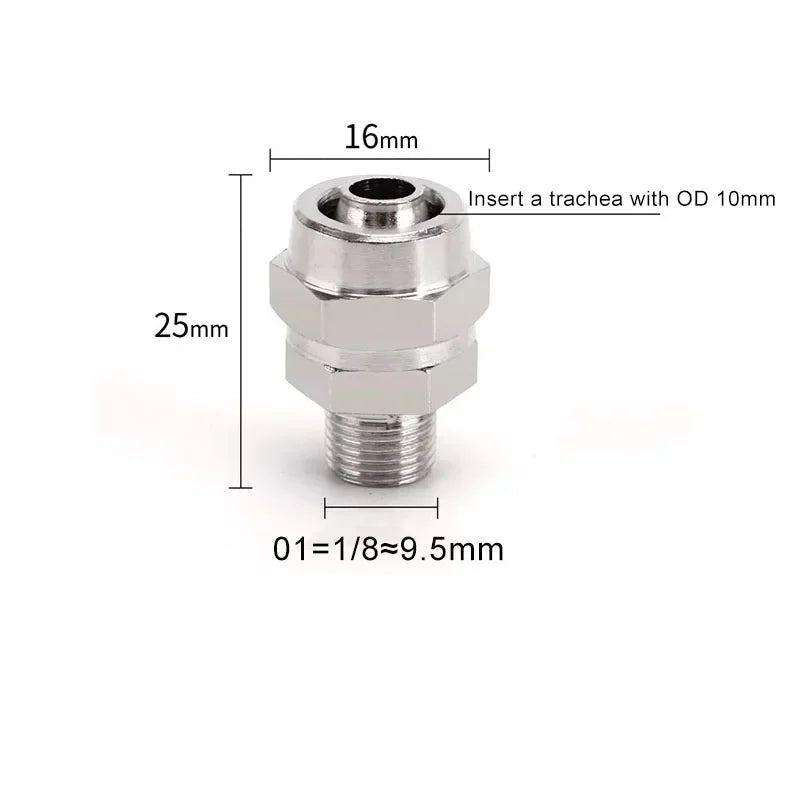 PC Pneumatic Straight Male Thread Push-In Fitting 4–12mm (M5–G1/2")