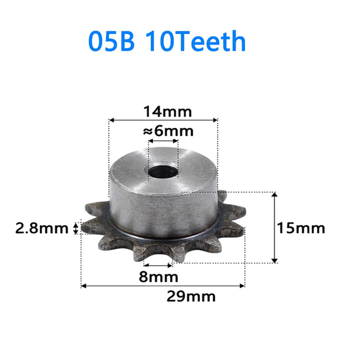 1 Stück 05B 10 Zähne bis 25 Zähne Kettenrad Kettenrad Industrie 45 # 
