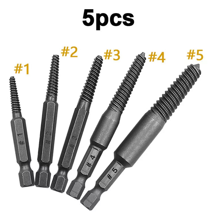 5pcs Screw Extractor Center Drill Bits Guide Set Broken Damaged Bolt