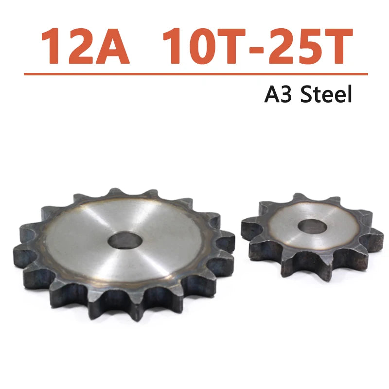 1 unidad 12A 10 dientes a 25 dientes piñón plano de transmisión de cadena rodillo de acero A3 