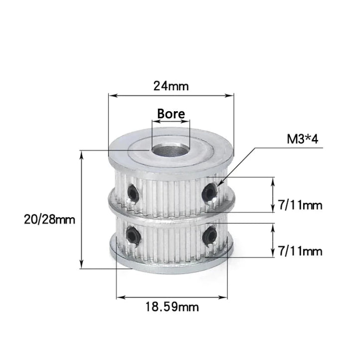 2GT Multiple Wheel Timing Pulley – AF Type, 30 Teeth