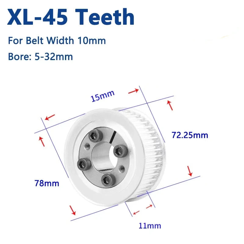 Buje sin llave de rueda síncrona 45T con funda de expansión XL de 45 dientes 