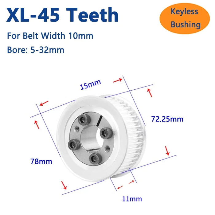 45 Teeth XL Expansion Sleeve Synchronous Wheel 45T Keyless Bushing