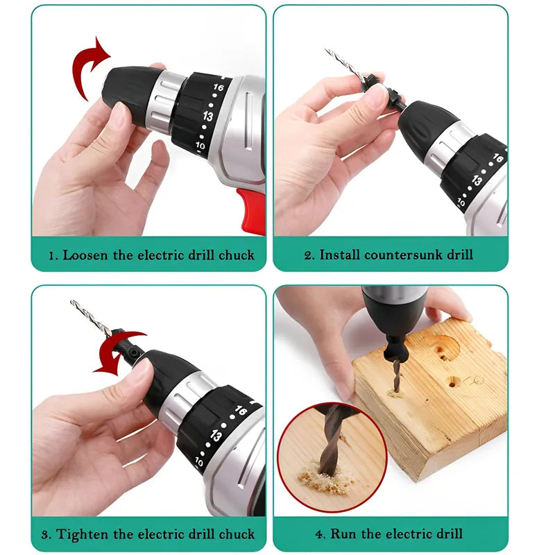 Juego de brocas para carpintería, 5 uds., taladro avellanador, agujeros guía de perforación 