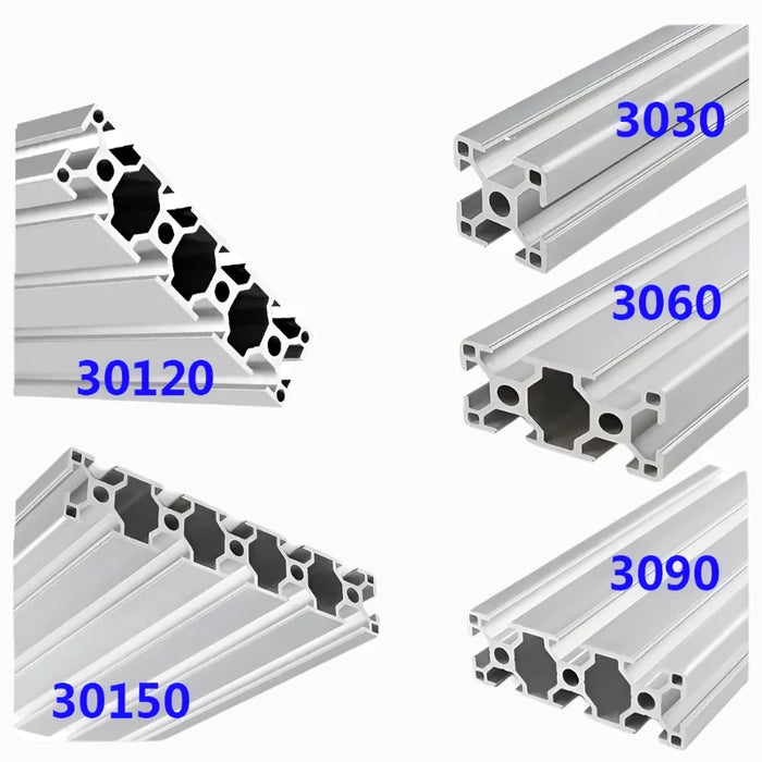 30x30, 30x60, 30x90, 30x120, 30x150 T-Slot Modular Aluminum Profile System