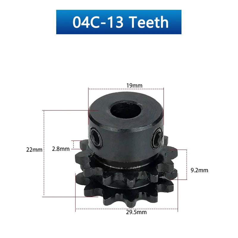 1 pieza 10 12 13 dientes 04C 25H piñón de doble fila para cadena de rodillos 10T 