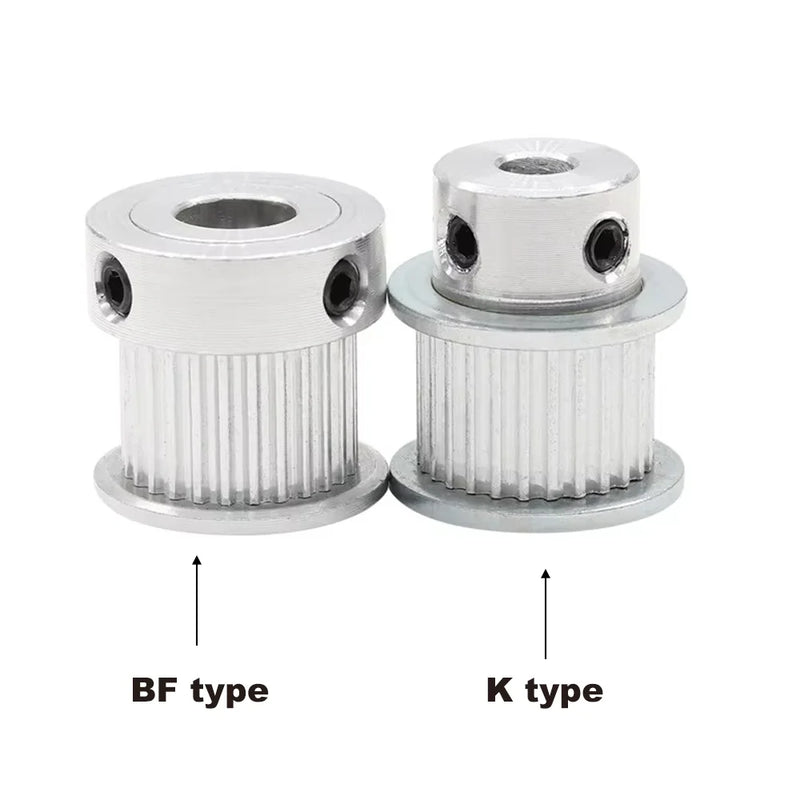 2GT / GT2 Timing Pulley (BF / K Type) – Aluminum Synchronous Pulley, 14T–25T, Bore 3–12 mm, for 6/10 mm Belts
