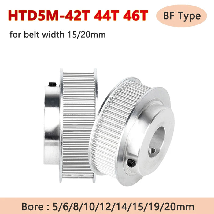 HTD5M Aluminum Timing Pulley with Step – BF Type