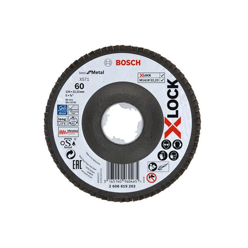 Disco de corte abrasivo Bosch X-Lock Metal de acero inoxidable con ángulo de 125 mm 