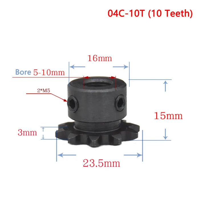 1 Stück 9T 10T 04C Kettenräder für Rollenkette 9 10 Zähne 45# Stahlgetriebe 