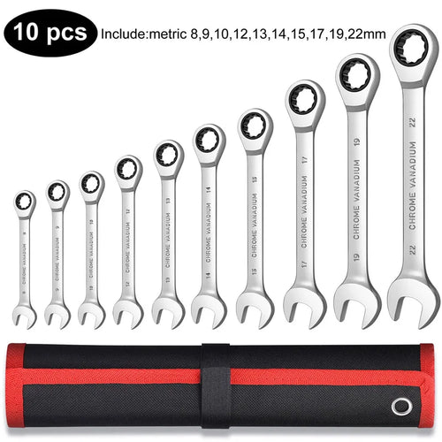 Ratcheting Wrench Set - Metric and Standard 12-Point Box