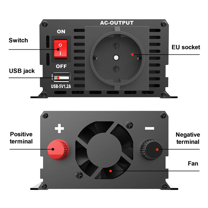 DATOU BOSS Pure Sine Wave Inverter – 12V DC to 220V AC, 1500W High-Efficiency Power Solution with Remote Control