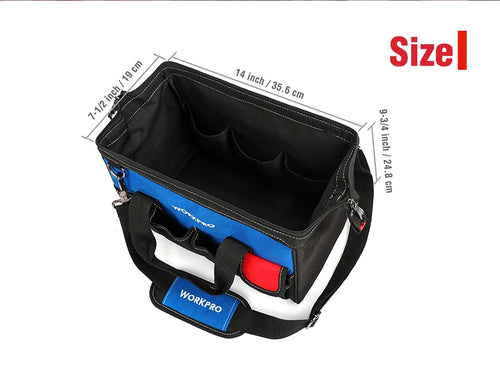 WORKPRO 14 x 7.5 x 9.75 Inch Tool Bag with Waterproof Base