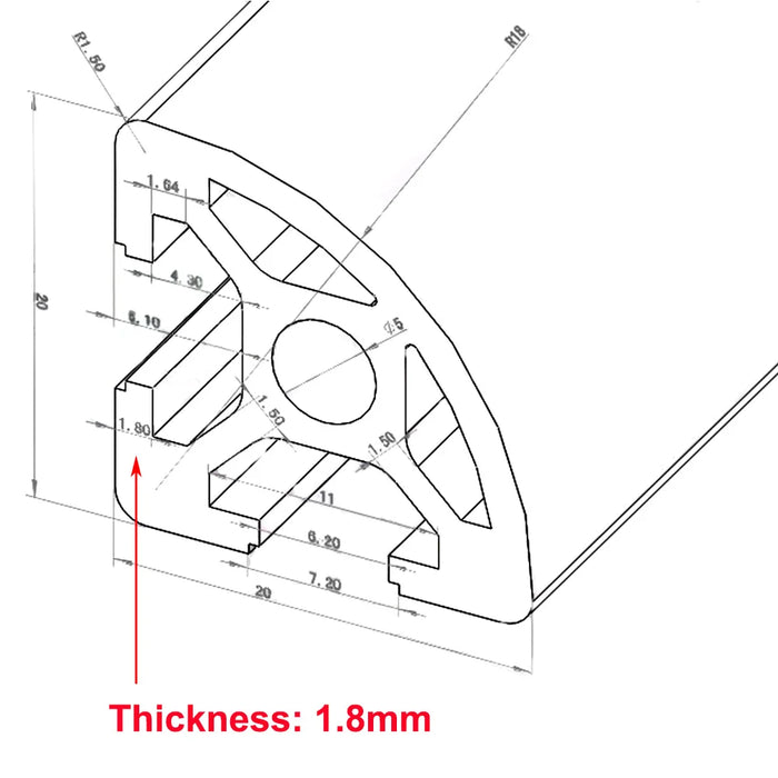 20x20R Radius Modular Aluminum Profile System