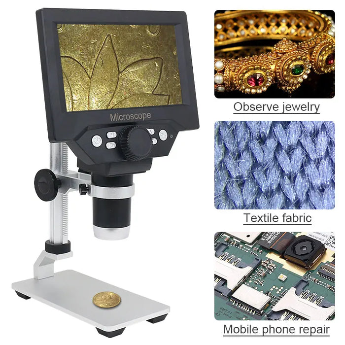 1000X Digital Microscope with 5.5 or 4.3 Inch Display for Electronic Repair, Jewelry Identification, and PCB Inspection