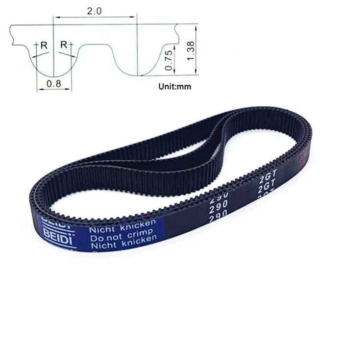 2GT GT2 Rubber Closed Loop Timing Belt – Perimeter 146mm to 180mm (5.75” to 7.09”)