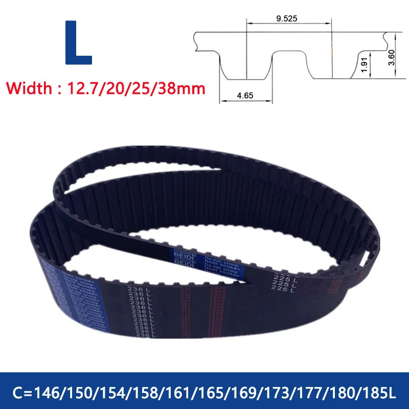 L Timing Belt – Rubber Closed Loop Synchronous Belt (146L - 185L) with Various Widths