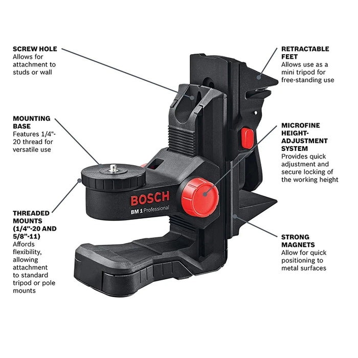 Bosch Professional Universal Mount BM 1 Magnetic Bracket for Line Lasers with Ceiling Clamp