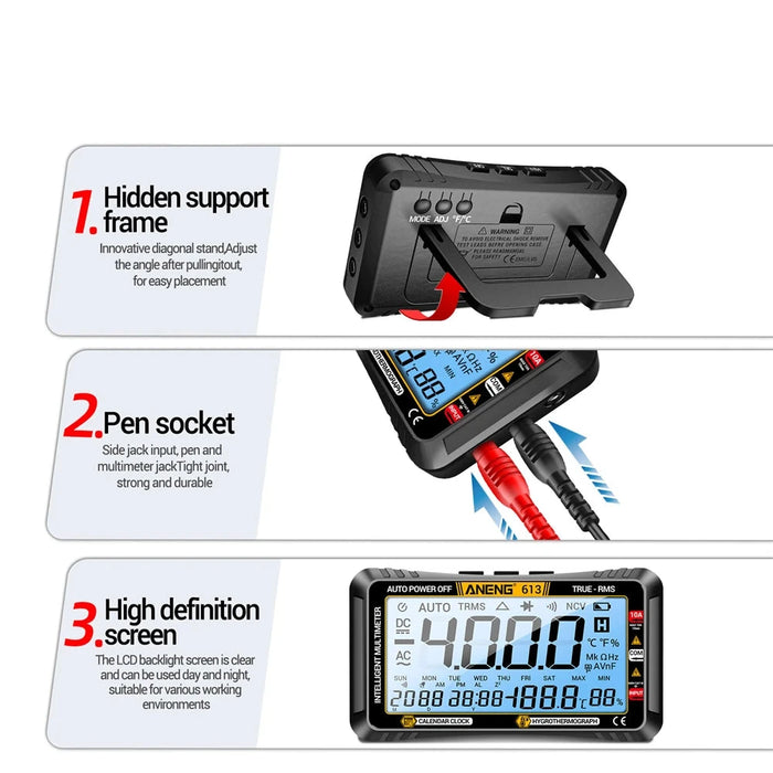 Smart Multimeter - 4000 Count Digital Tester for AC/DC Voltage, Current, Resistance, and More