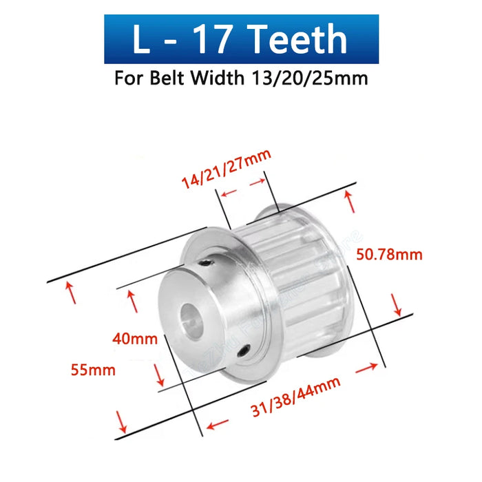 L Timing Pulley Synchronous Wheel – 17T and 19T Aluminum Synchronous Wheel