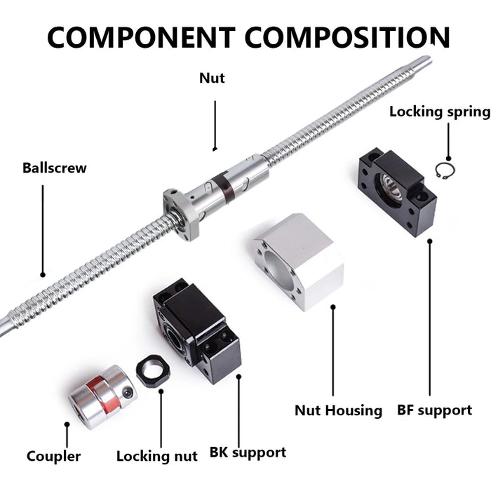 C5 Ballscrew DFU1605 Set – Customizable Size with End Machining & Ballnut