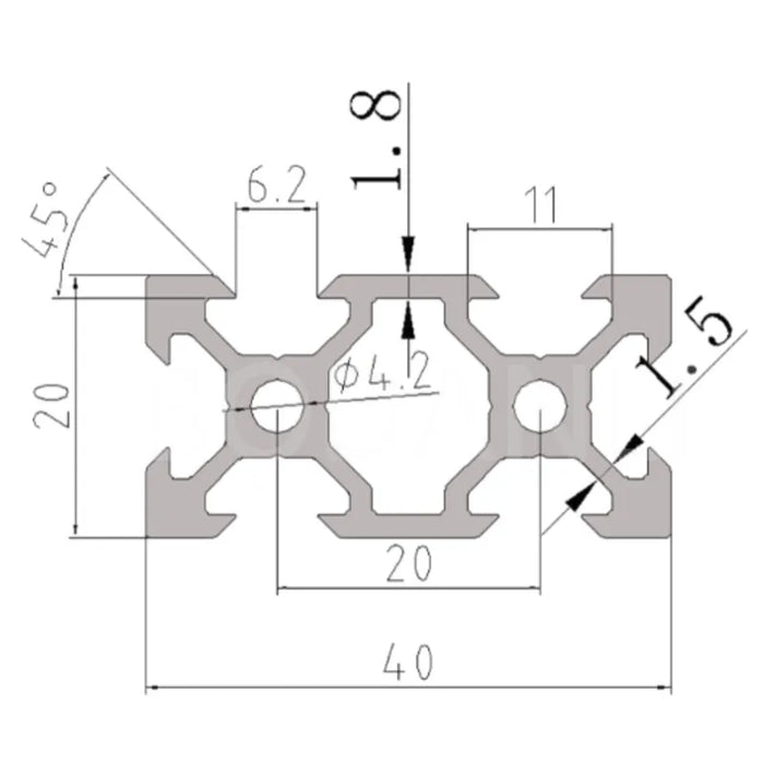 20x40 Black V-Slot Modular Aluminum Profile System