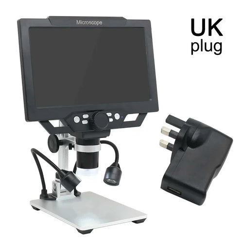 1-1600X Digital Microscope with 9-Inch HD Display for Soldering Repair – LED Dual Light Source Illumination