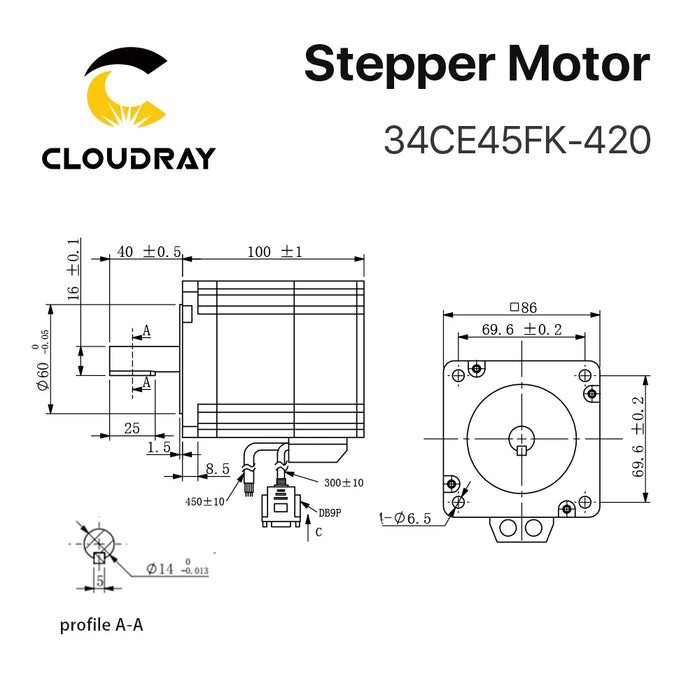 Cloudray Nema 34 Closed Loop Stepper Servo Motor with 4.5N.m Torque - 4.2A