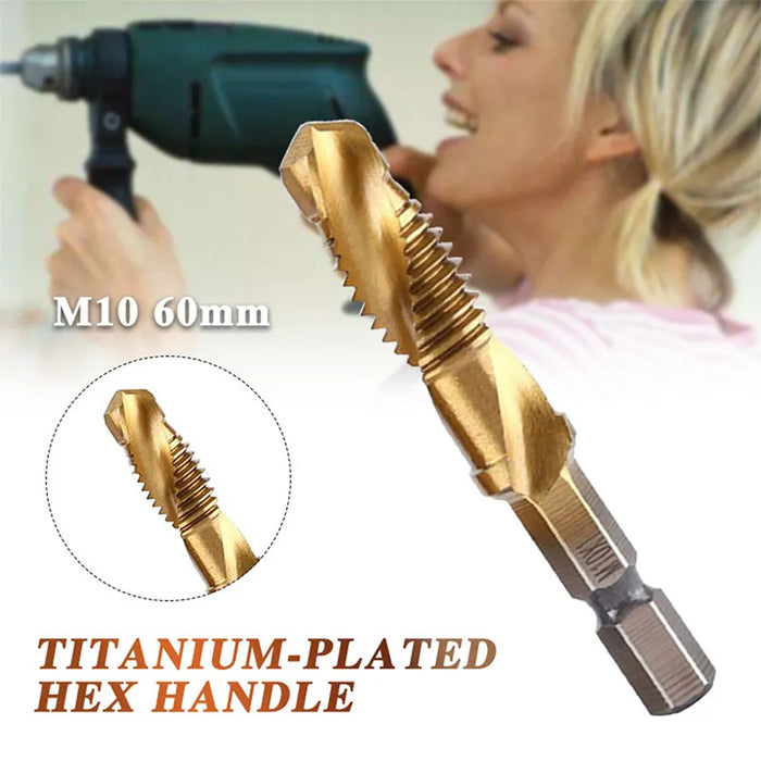 1/6 PCS Tap Drill Bit Set - Hex Shank Titanium Plated HSS Screw Thread Metric Taps