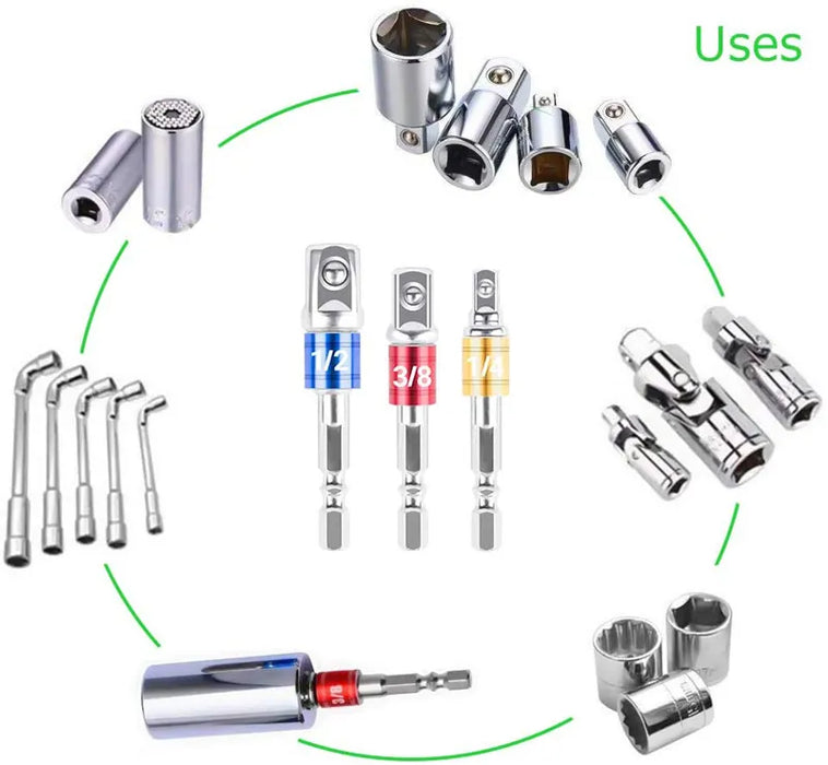 3-Piece Drill Socket Adapter Set – Impact Drill Extension Bits