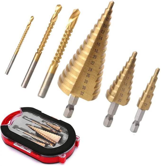 6Pcs Step Drill Bit Saw Drill Bit Set Titanium Milling Cutter 4-12