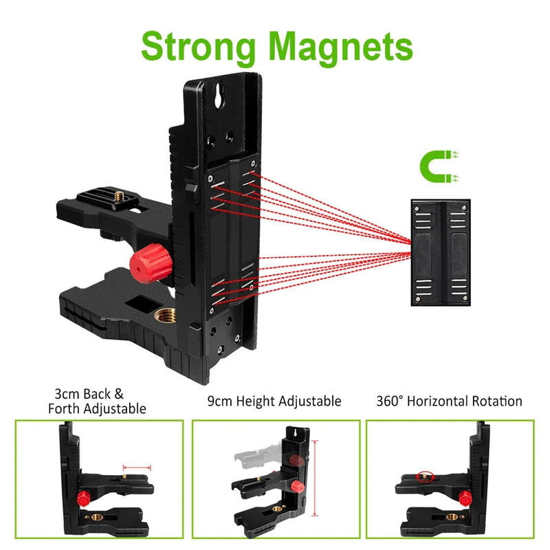 Super strong magnetic L-bracket support mount - Adjustable holder for universal laser level