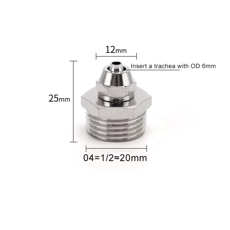 PC Pneumatic Straight Male Thread Push-In Fitting 4–12mm (M5–G1/2")