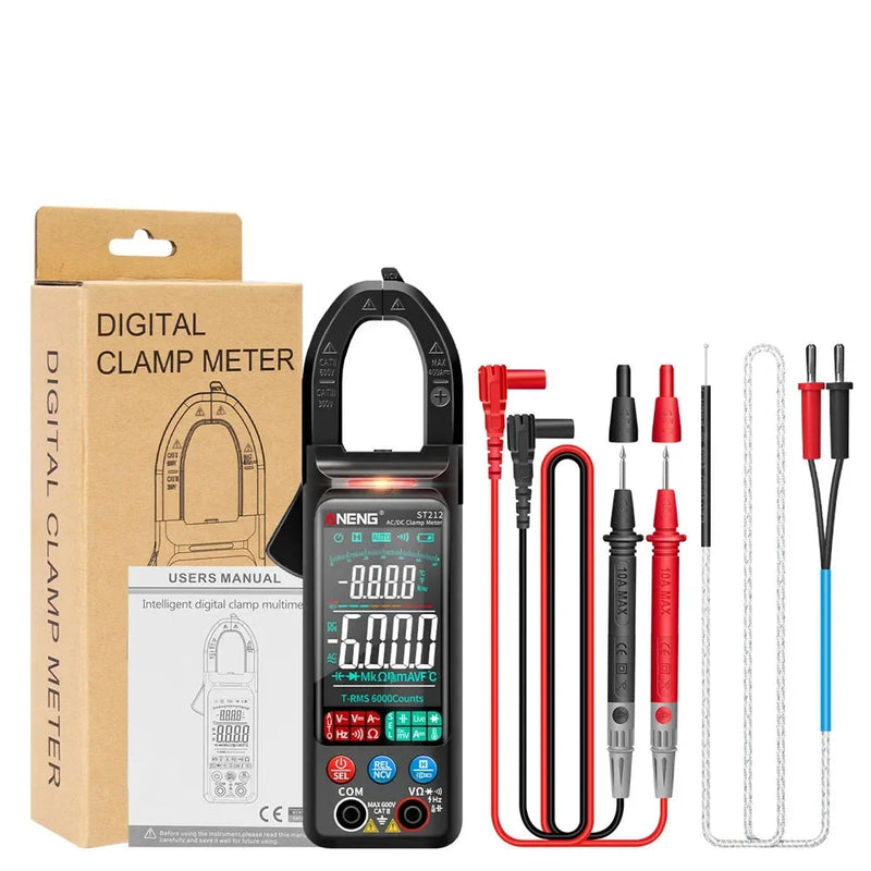 ST212 Digital Clamp Meter – 6000 Counts Auto Range AC/DC Current Clamp (60A/400A), AC/DC Voltage, NCV, Resistance, Capacitance, Frequency