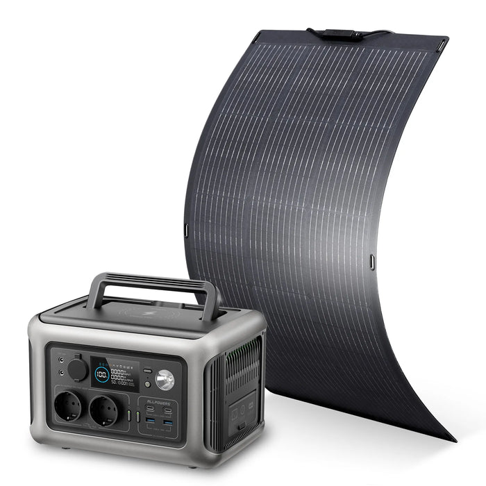 ALLPOWERS R600 Powerstation With Solarpanel 100W , LiFePO4 Battery