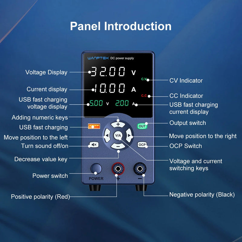 Adjustable DC Bench Power Supply 30V 10A Encoder Control Lab Power Source GA3010L