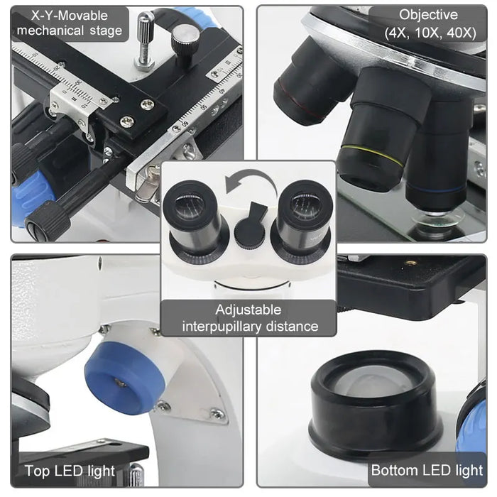 2000X Biological Microscope with Digital Camera and Wide-Field Eyepieces