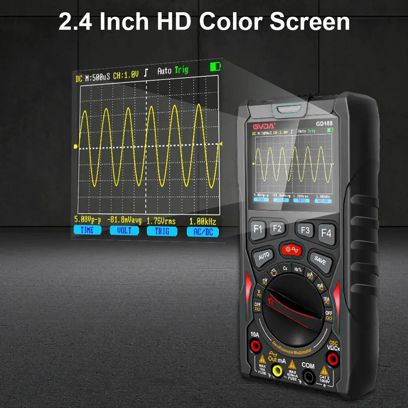 3-in-1 Digital Oscilloscope – 12MHz Bandwidth, Multimeter, Signal Source