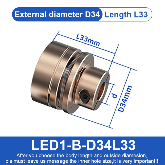 Flange Coupling LED D34L33/45 Flexible Motor Shaft Coupler Aluminium