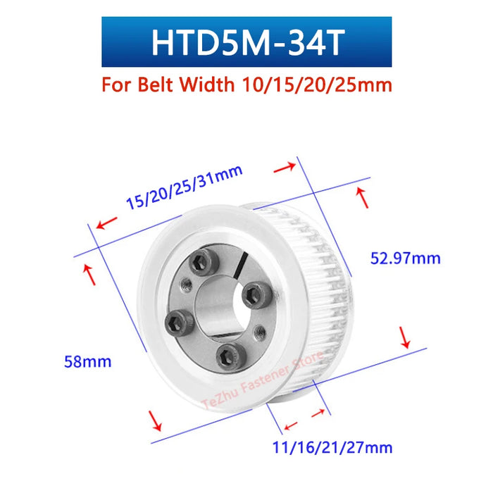 HTD 5M 34 Teeth Keyless Timing Pulley – AF Type