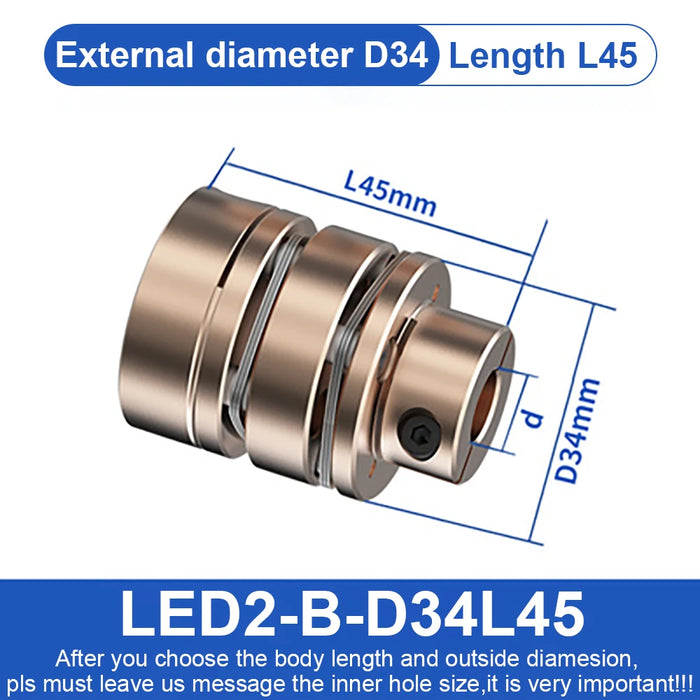 Flange Coupling LED D34L33/45 Flexible Motor Shaft Coupler Aluminium