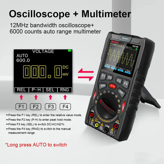 GVDA Digital Oscilloscope 50MS/s Sampling Rate 12MHz Analog Bandwidth