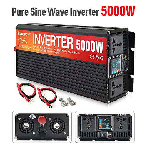 RDDSPON Pure Sine Wave Inverter 3000W 4000W 5000W Double Socket LCD