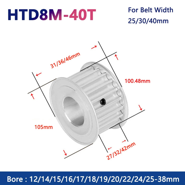 Polea de distribución de 40 dientes HTD 8M Diámetro interior de rueda síncrona 40T HTD 8M 