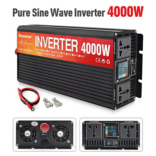 RDDSPON Pure Sine Wave Inverter 3000W 4000W 5000W Double Socket LCD